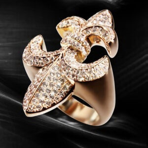 Red Gold 18kt Fleur de Lys with white Diamonds