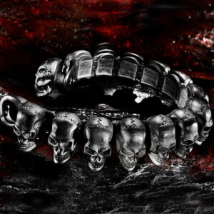 Rhodium coated Deadhead Bracelet matte